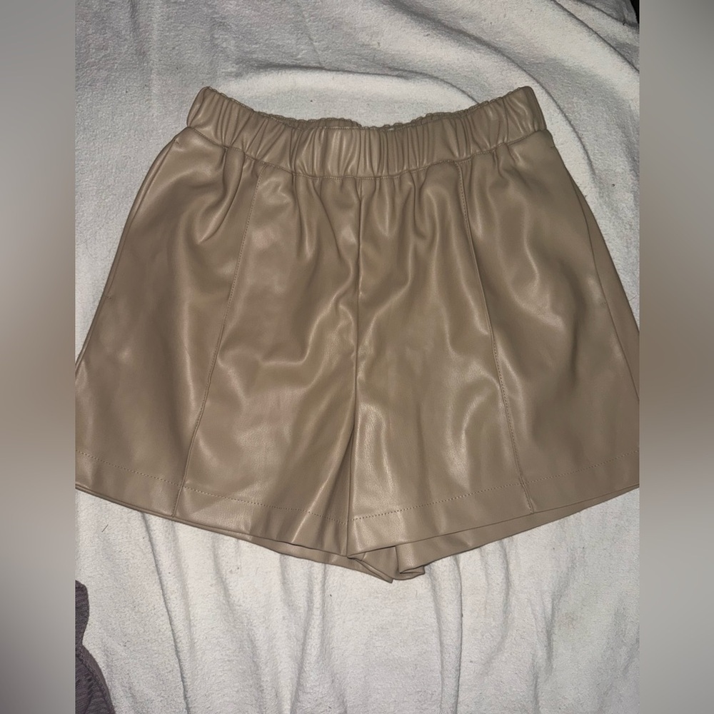 Topshop Faux Leather Running Shorts